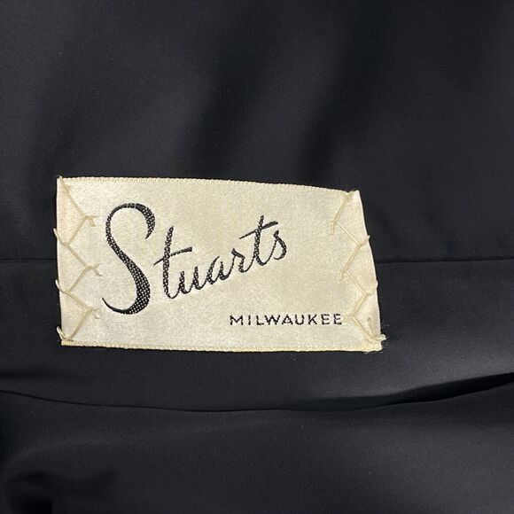 Vintage Freiss Black Coat w/ Velvet Collar & Frog Closures Lined Small/Medium - Picture 10 of 12